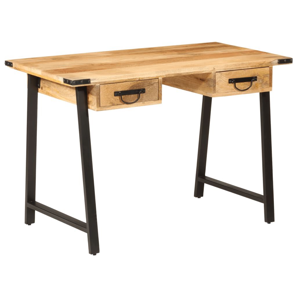 vidaXL Bureau met lades 105x55x70 cm massief mangohout en ijzer
