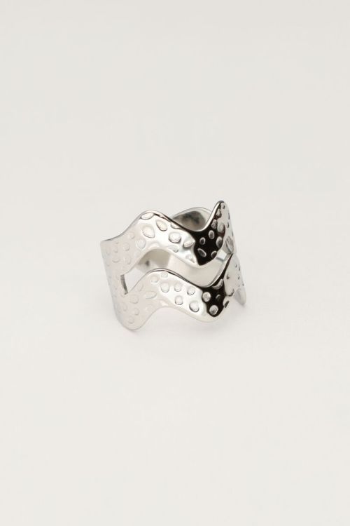 Statement ring met dubbele wave