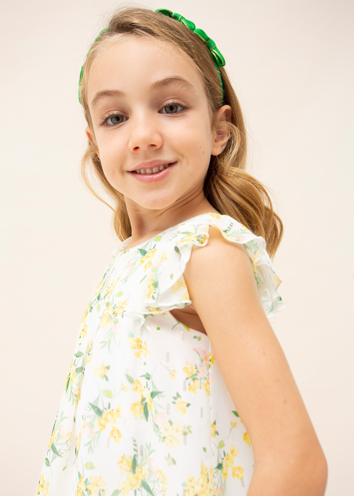 Blusa sem mangas com estampa de chiffon para meninas