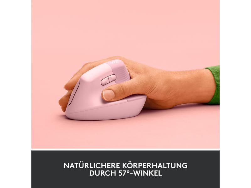 Logitech Ergonomische Maus Lift Rose Komfortable ergonomische Maus mit vertikalem Design für kleine bis mittelgrosse Hände