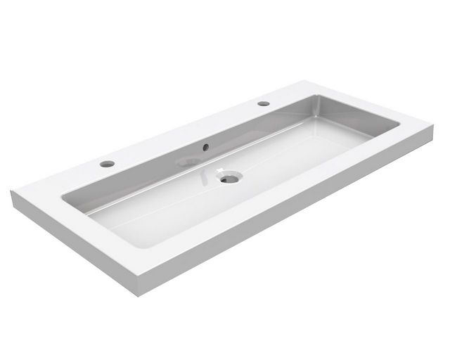 Mueller Single flat meubelwasbak 100x46cm met 2 kraangaten