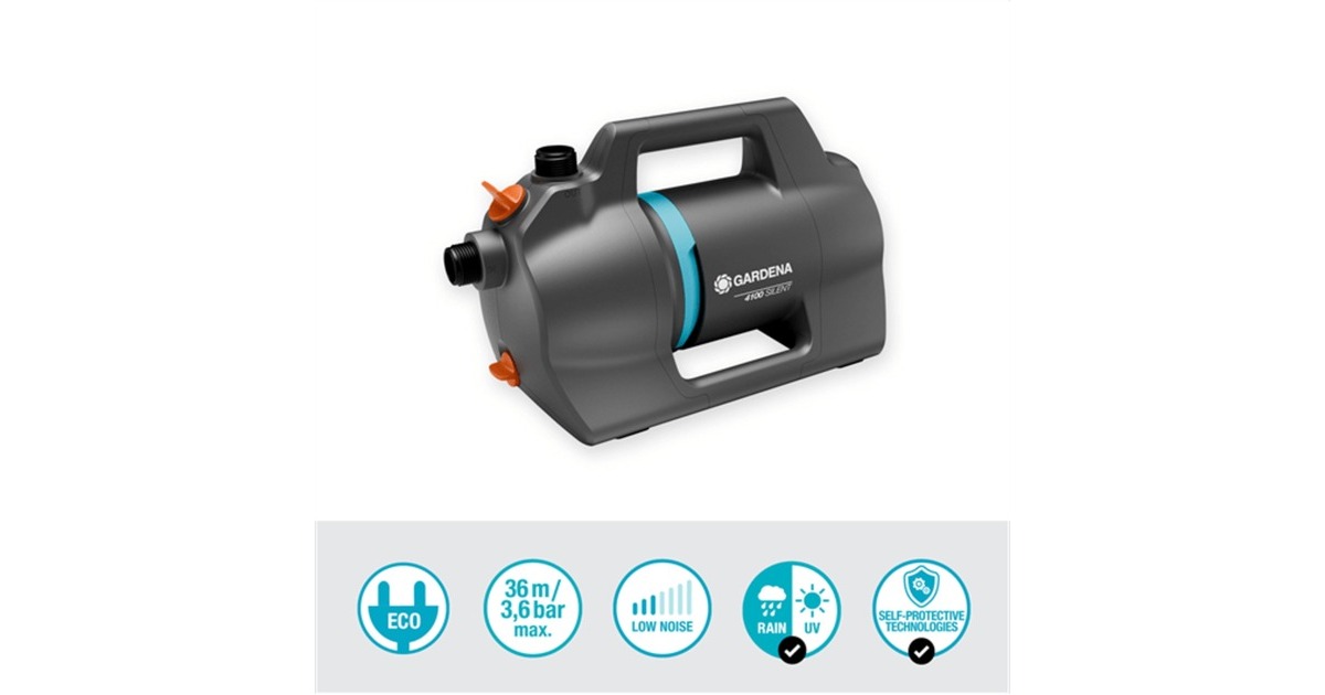 GARDENABesproeiingspomp 4100 Silent set  (Donkergrijs/turquoise,  550 Watt)