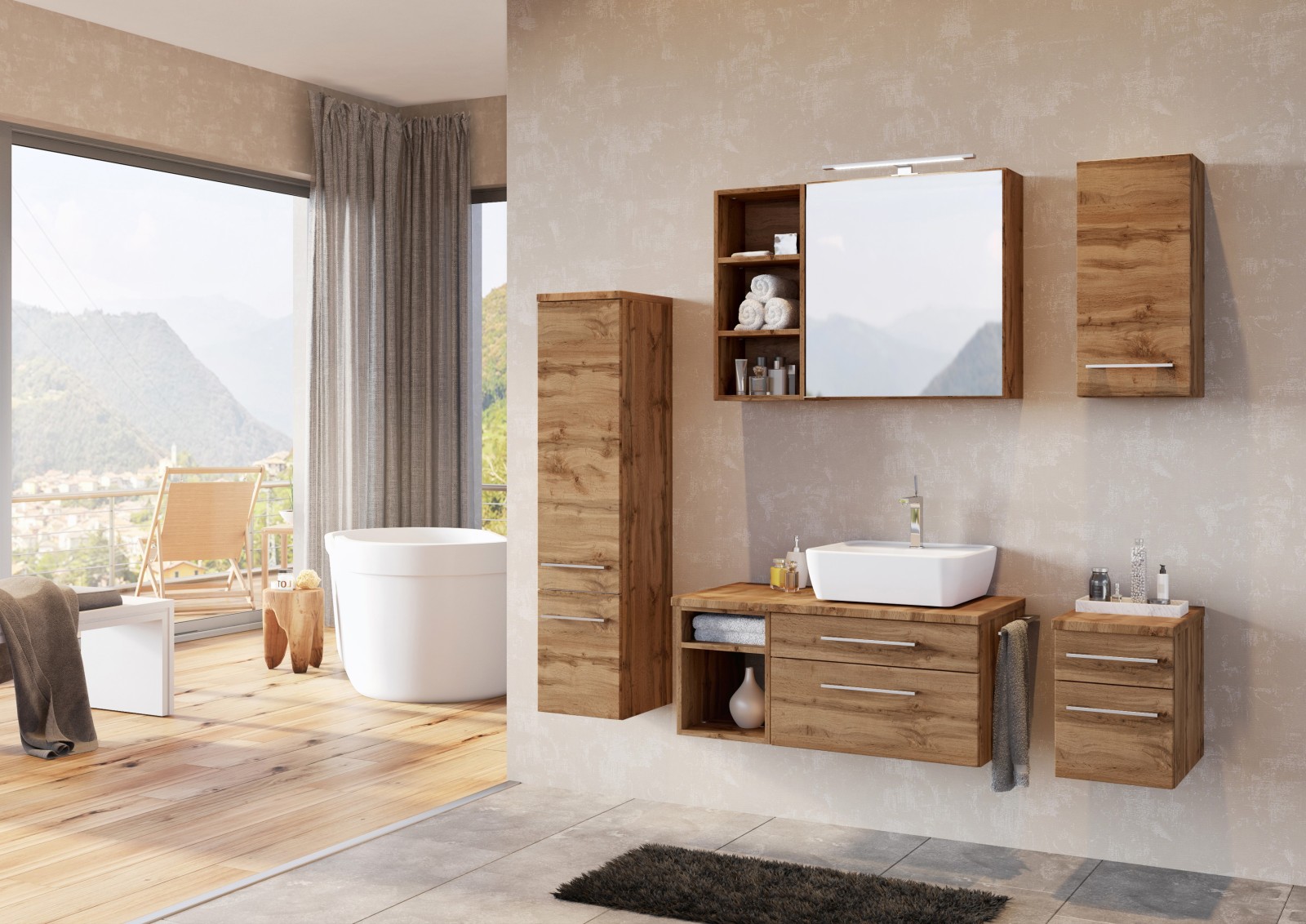 Regal DAVOS - Wotaneiche - 30 cm breit