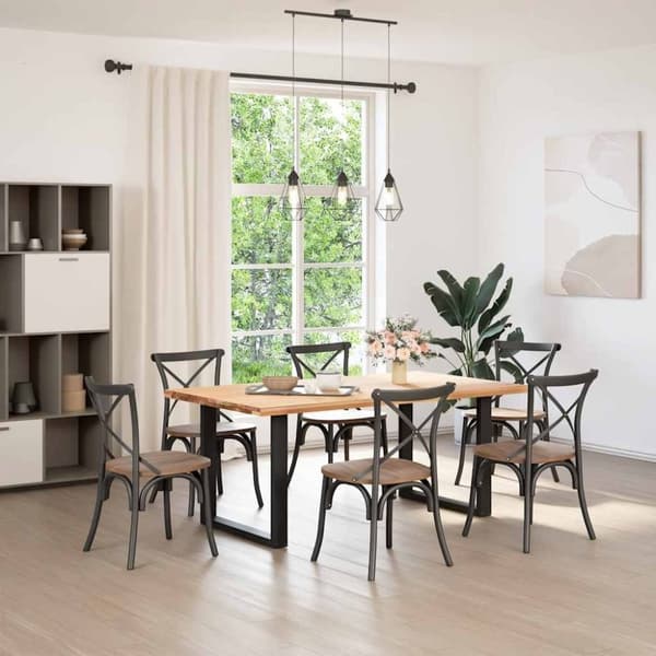vidaXL Spisebordben U-formet 2 stk svart 80x(72-73) cm stål