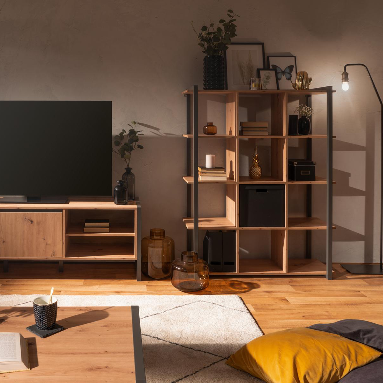 Standregal DENVER - Artisan Eiche-anthrazit - 145 cm