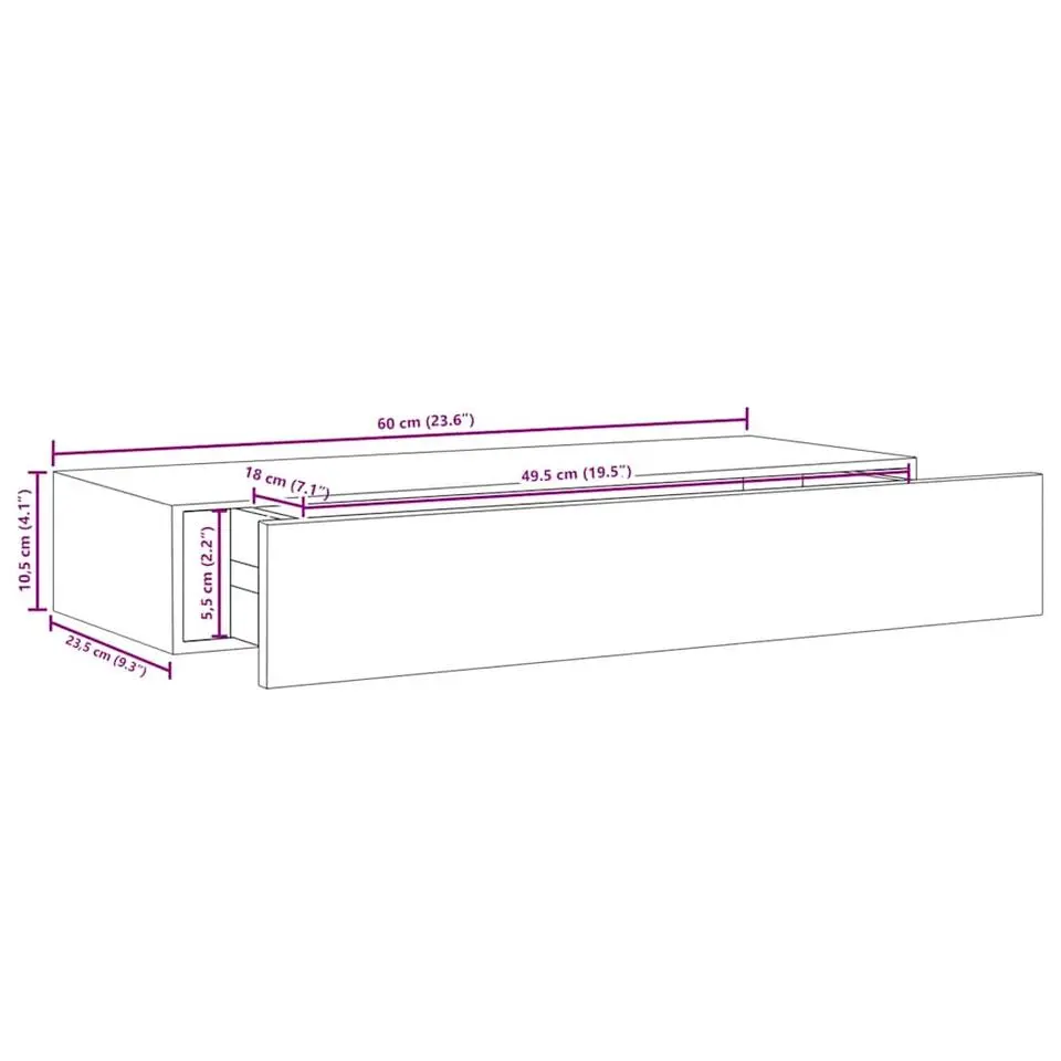 vidaXL - Ladeschap - Zwart - MDF