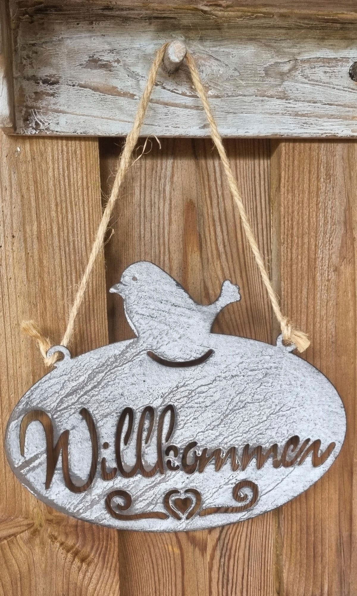 Ambiente Haus Gartenstecker »Willkommen Schild mit Vogel (B) 20cm«