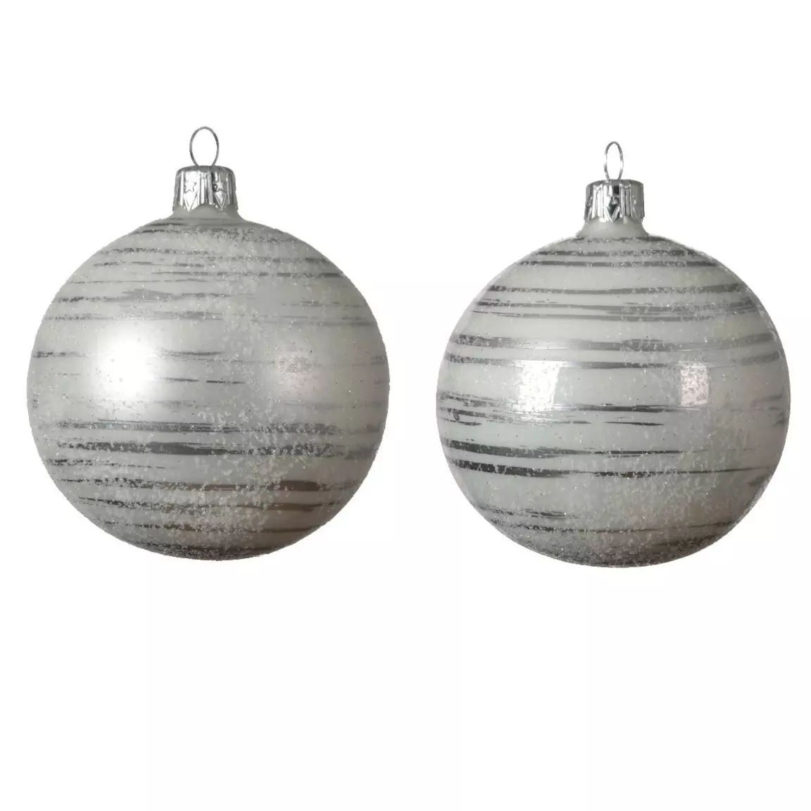 Lot de 6 boules de Noël en verre (D80 mm) Rya Blanc