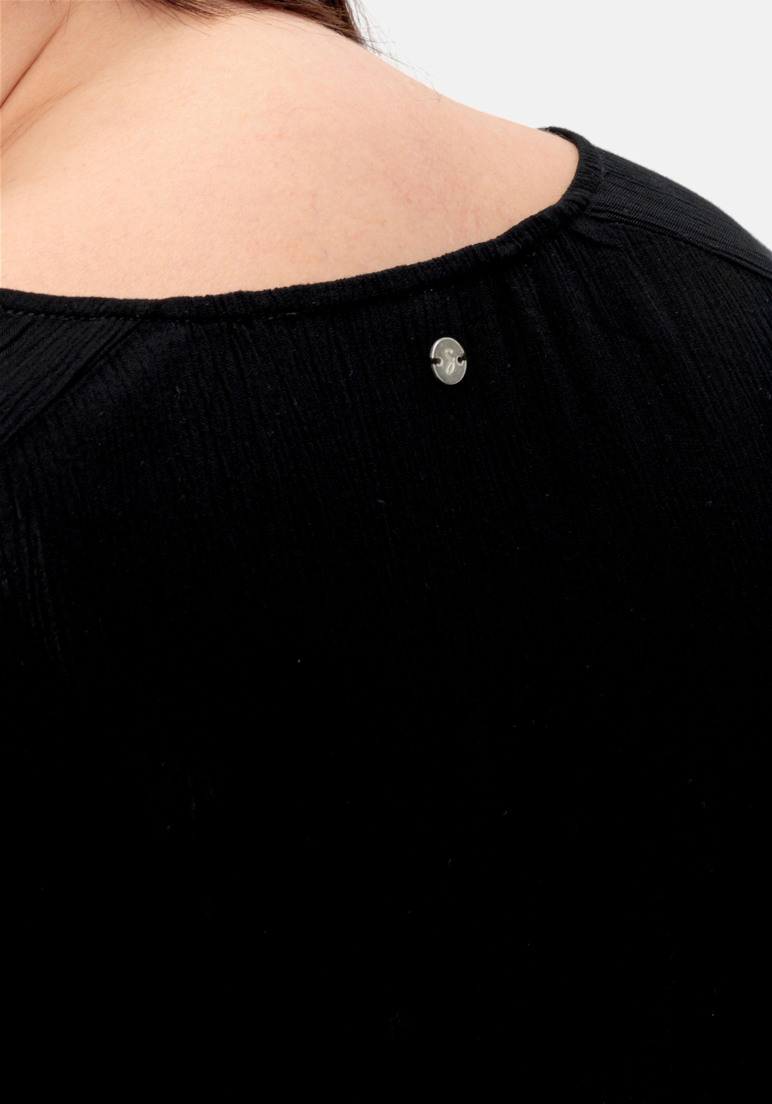 Bluse aus Crêpe, mit Volants am Saum