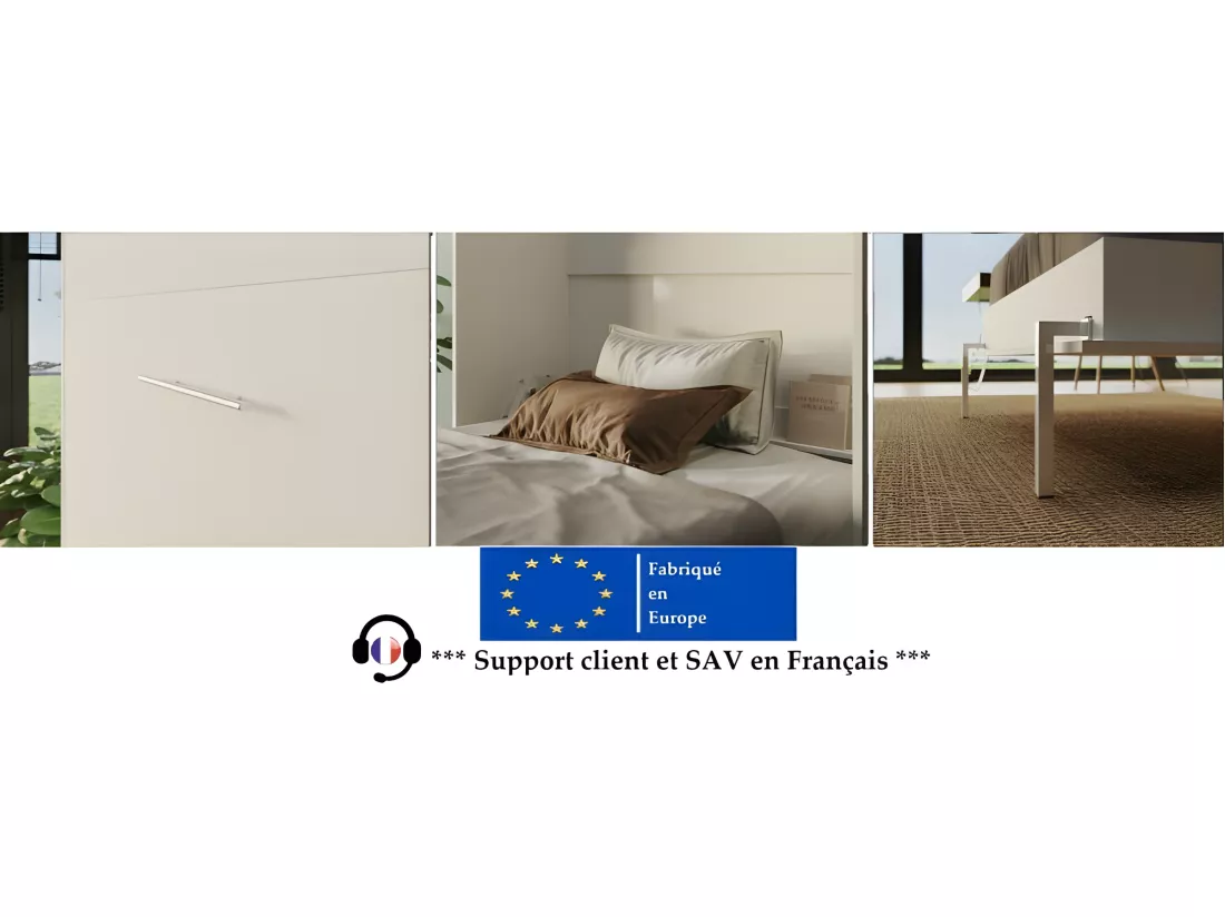Armoire Lit escamotable 160x200cm Blanc Vertical Lit Rabattable Lit Mural C*Adore