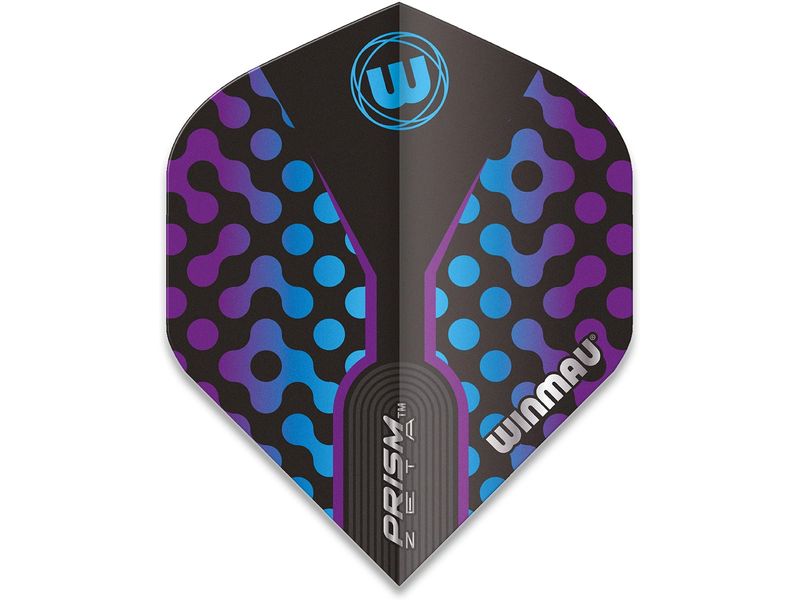 Winmau Dartflight Prism Zeta, Schwarz / Blau, 3 Stück Profi-Flights mit einem coolen Design