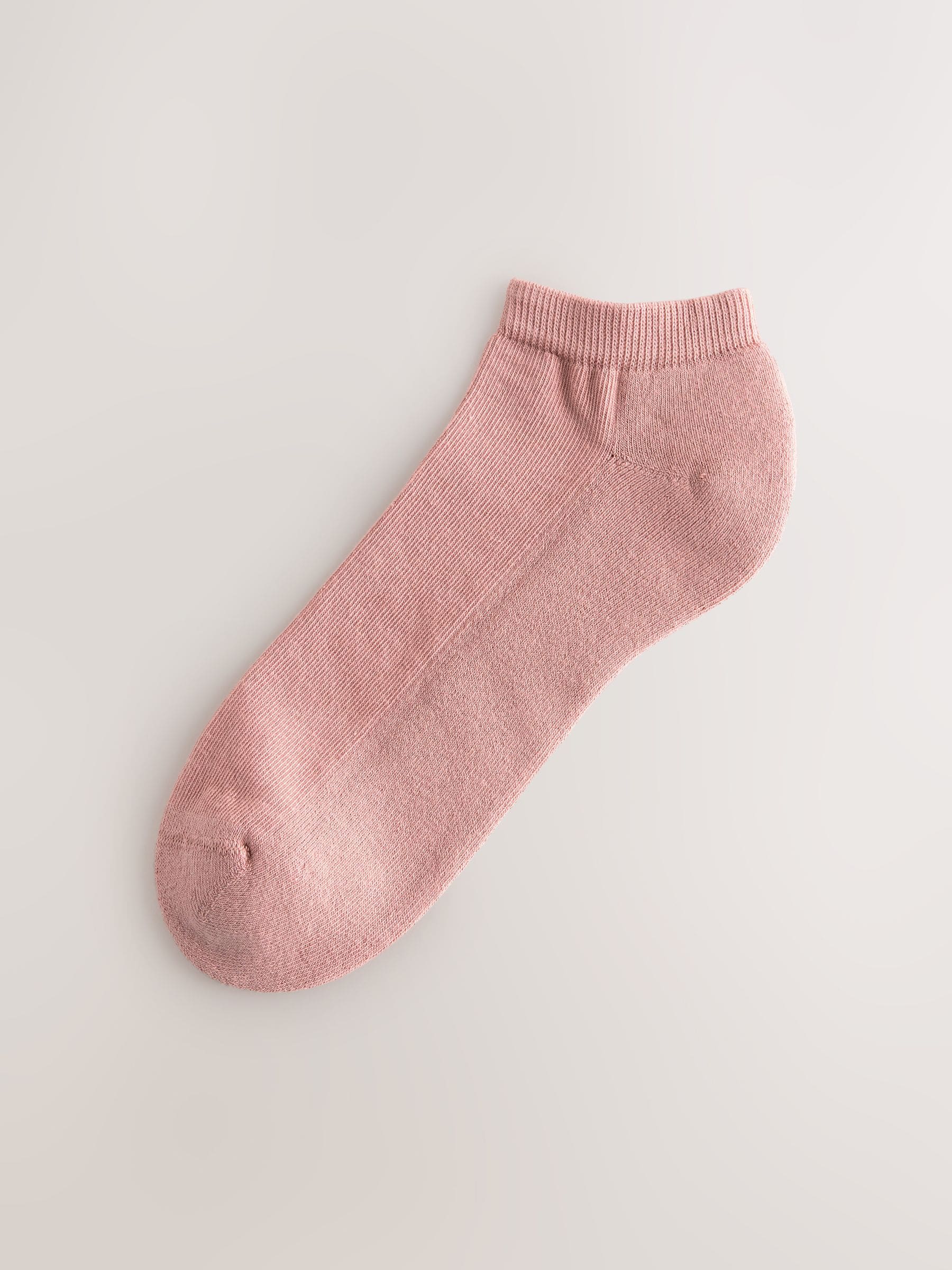 Roze/Blauw/Naturel - 4 paar sneakersokken met verdikte zool