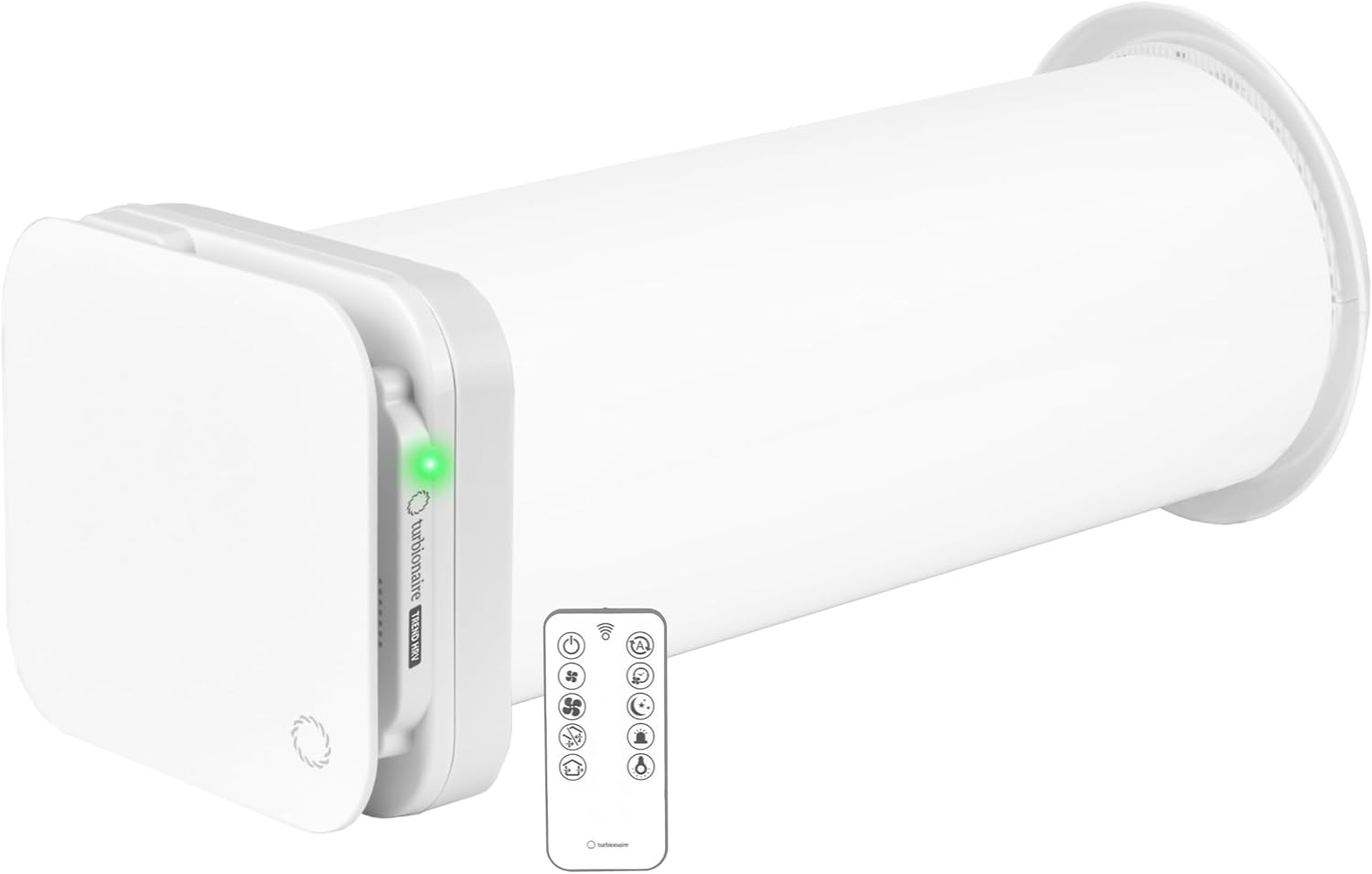Turbionaire Trend HRV 150 WM Dezentrale Wohnraumlüftung mit Keramik-Wärmerückgewinnung, Feuchtigkeitssensor, Fernbedienung, Timer, Schlafmodus, 8 Lüftungsstufen, 3 Jahre Garantie, 158 mm