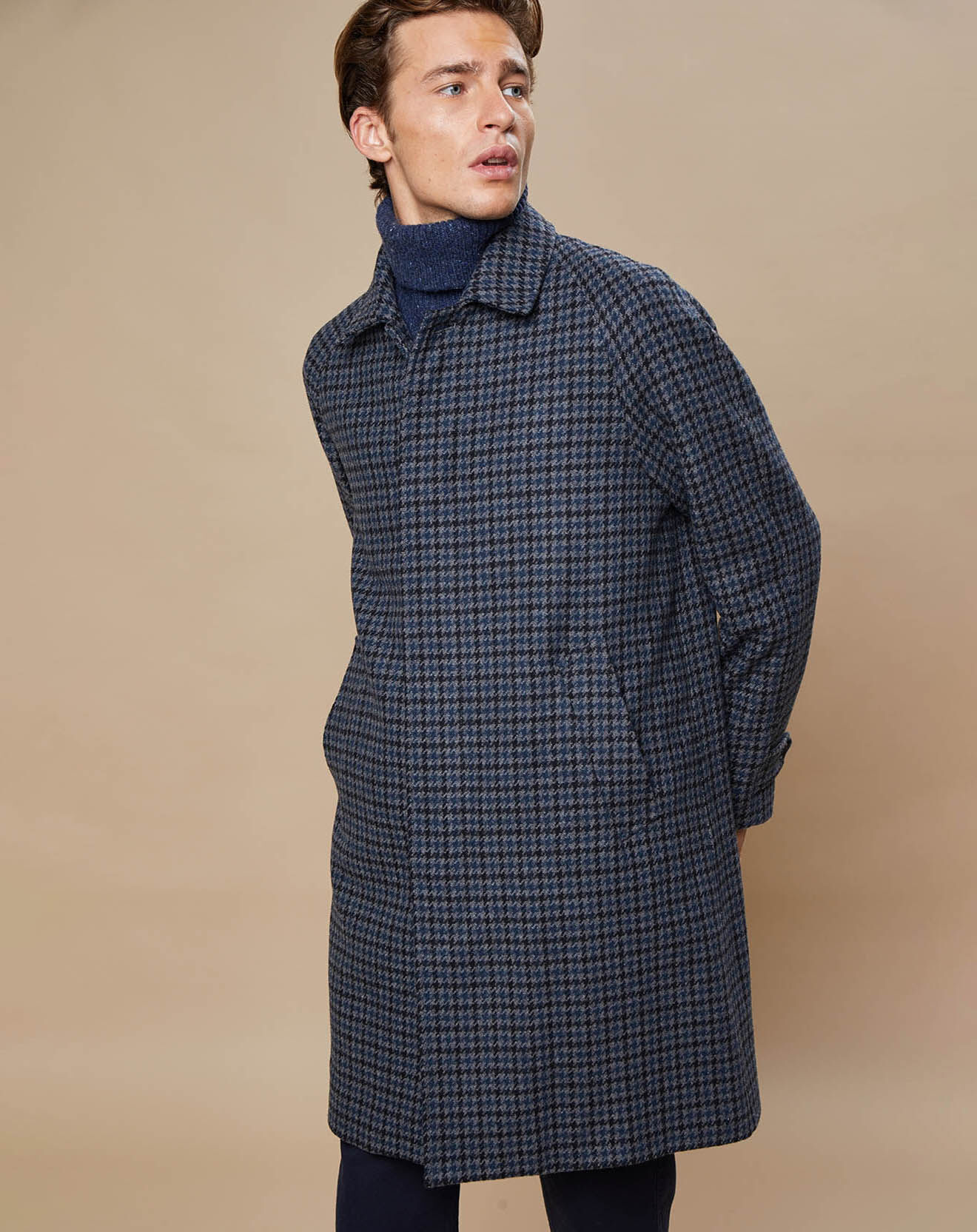 Hartford Manteau en Laine mélangée Calvin pied-de-poule gris/marine