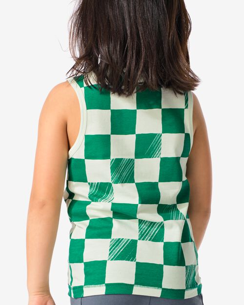 2 débardeurs enfant coton stretch carreaux vert