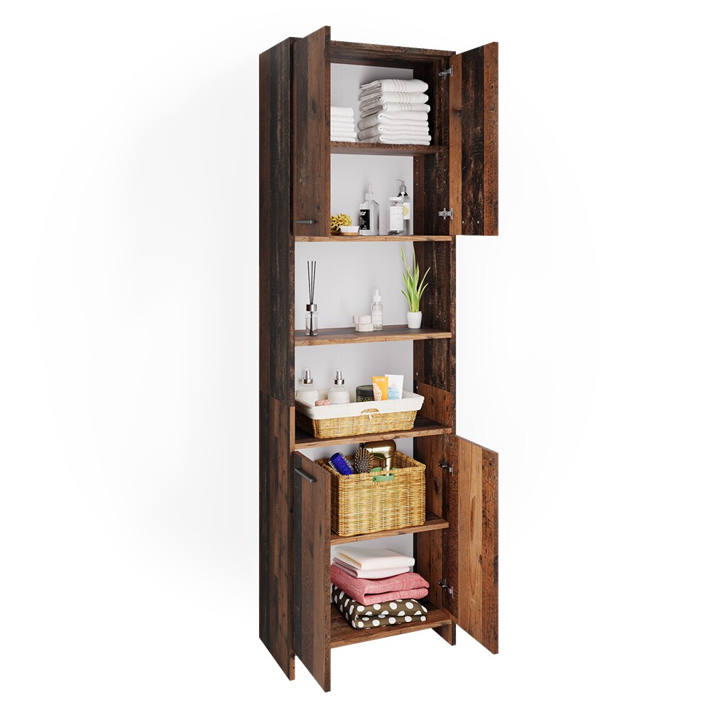 Vicco Badschrank Badezimmerschrank Hochschrank Maris Old Style 56x190 cm modern Aufbewahrungsschrank Badregal Beistellschrank Mehrzweckschrank Doppeltürenschrank