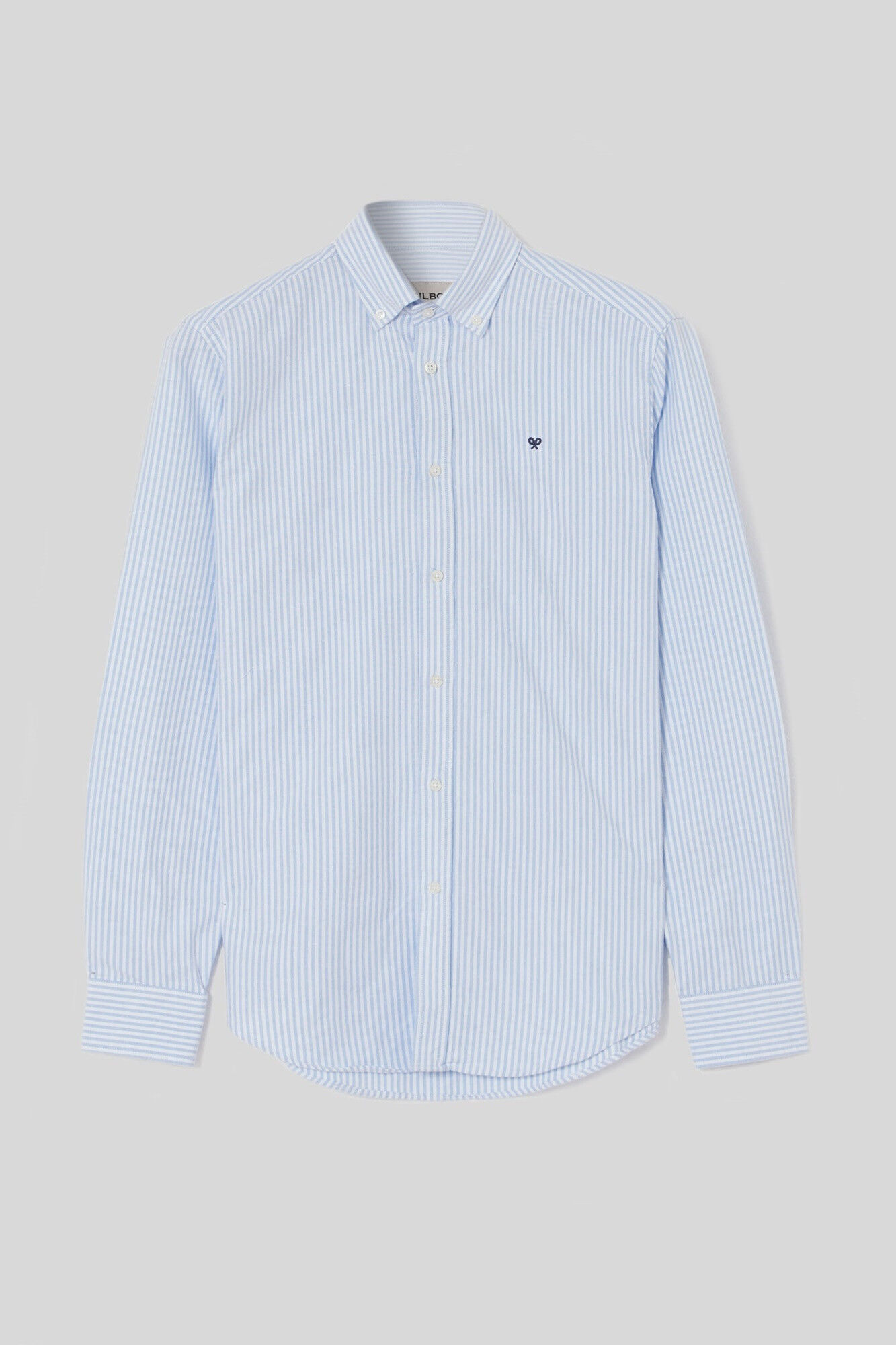 Camisa esportiva oxford azul-clara com listra central - Azul