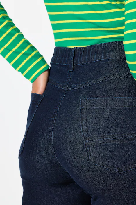 Jeans, High-Waist, wide leg, dark blue denim