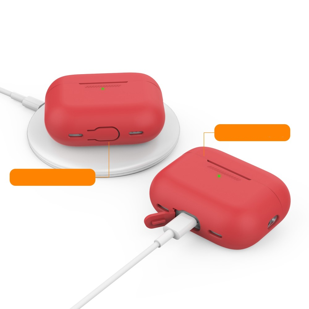 AirPods Pro 2 / AirPods Pro Silikon Schutzhülle Abdeckung mit Handschlaufe - Rot