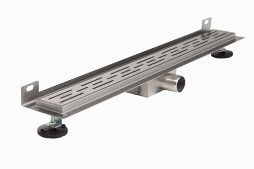Mueller Basic douchegoot RVS met muurflens 90x7cm