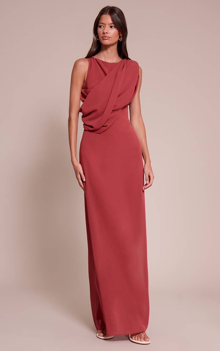 Rose Pâle Robe Longue Cache-cœur En Mousseline De Soie