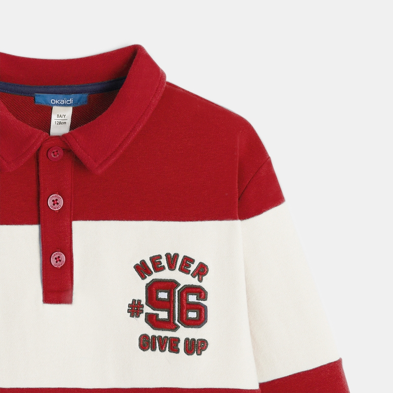 Sweat-shirt col polo rouge garçon
