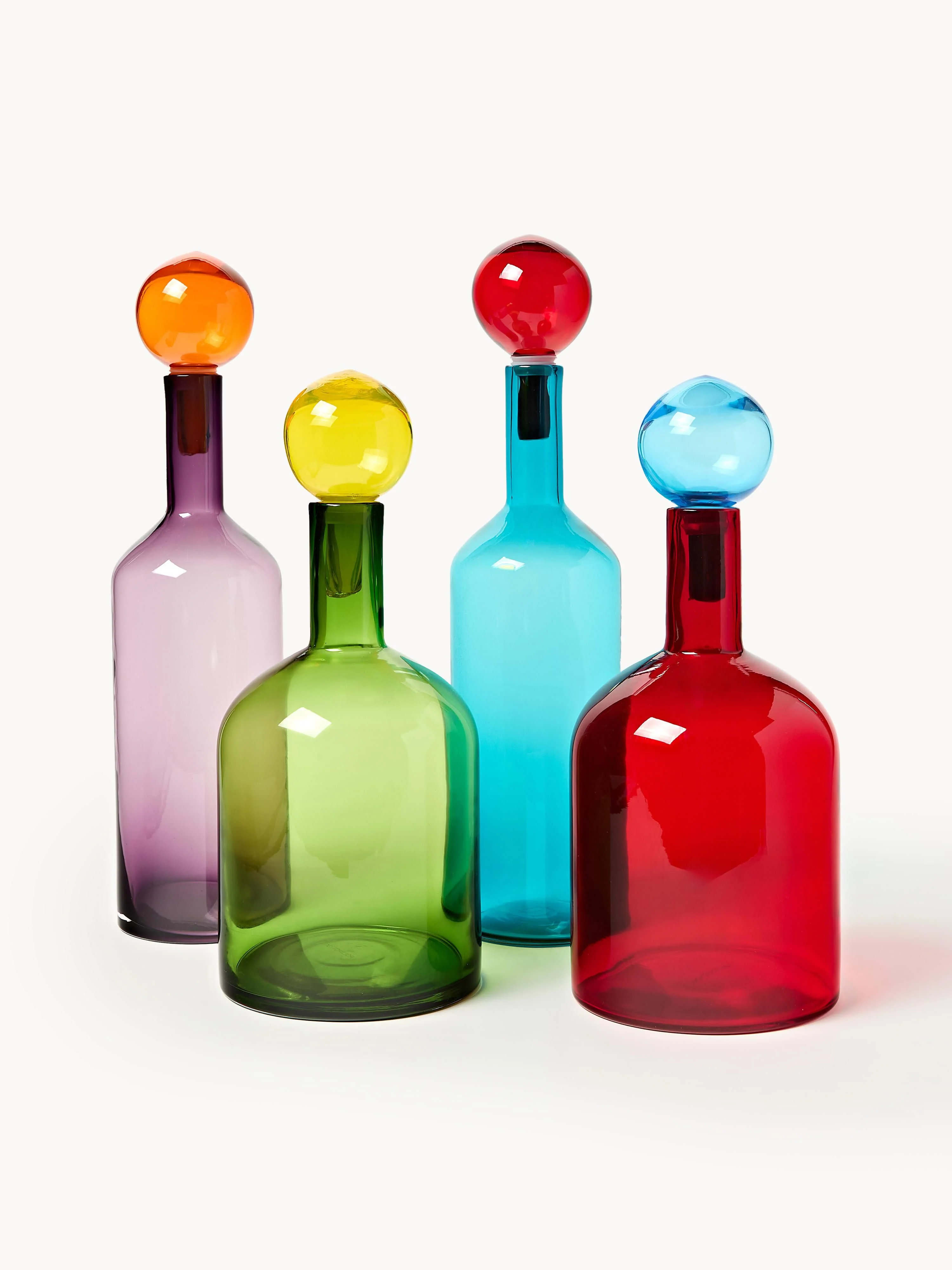 Mondgeblazen sierflessen Bubbles, 4-delig