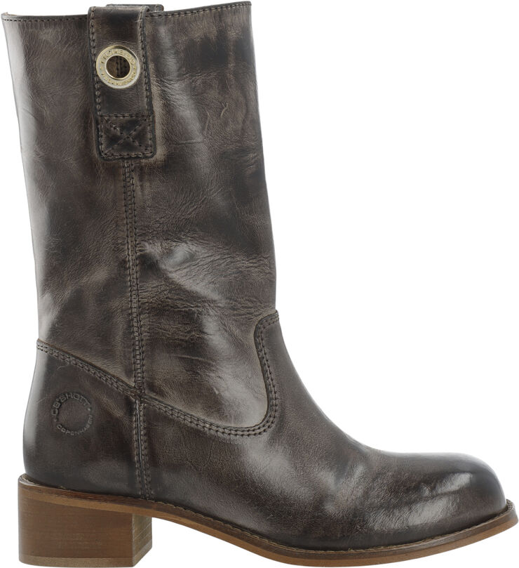 Cashott CASVILMA Pull On Mid Cut Boot Waxy Leather Coffee
