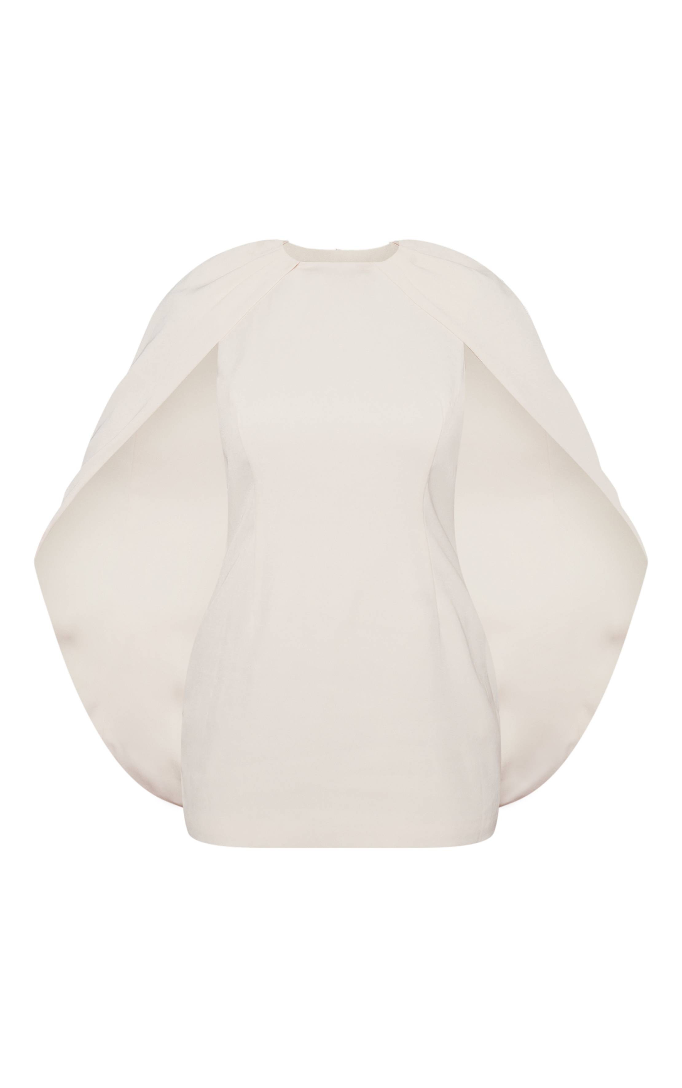 Crème Robe Moulante Courte Asymétrique Tissée
