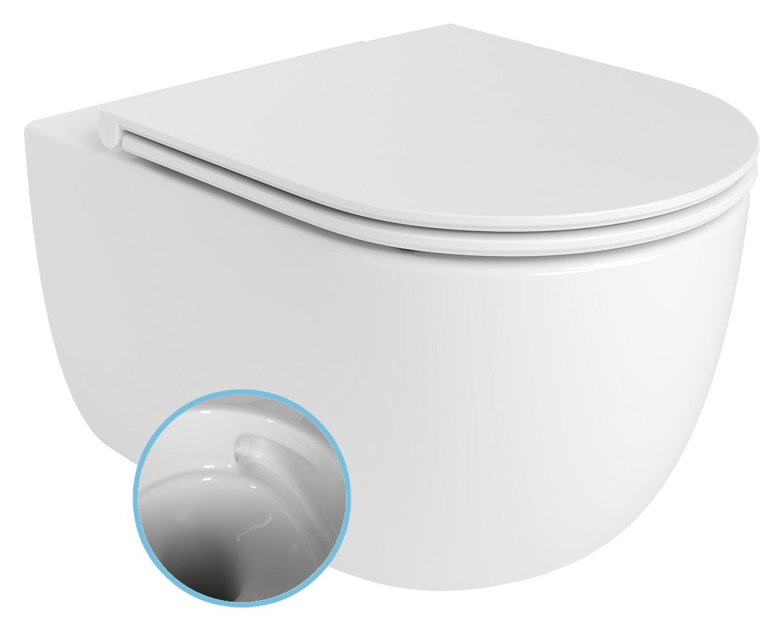 Bruckner Glanz randloos toilet met vortex spoeling 36x54cm wit