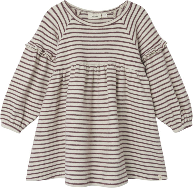 Lil' Atelier NMFTHORO LS DRESS STRIPE LIL Birch/rosebrown