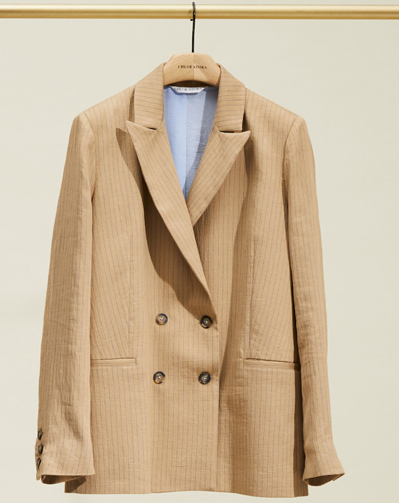 Chloé Stora Veste en Lin mélangé Vienne rayée beige