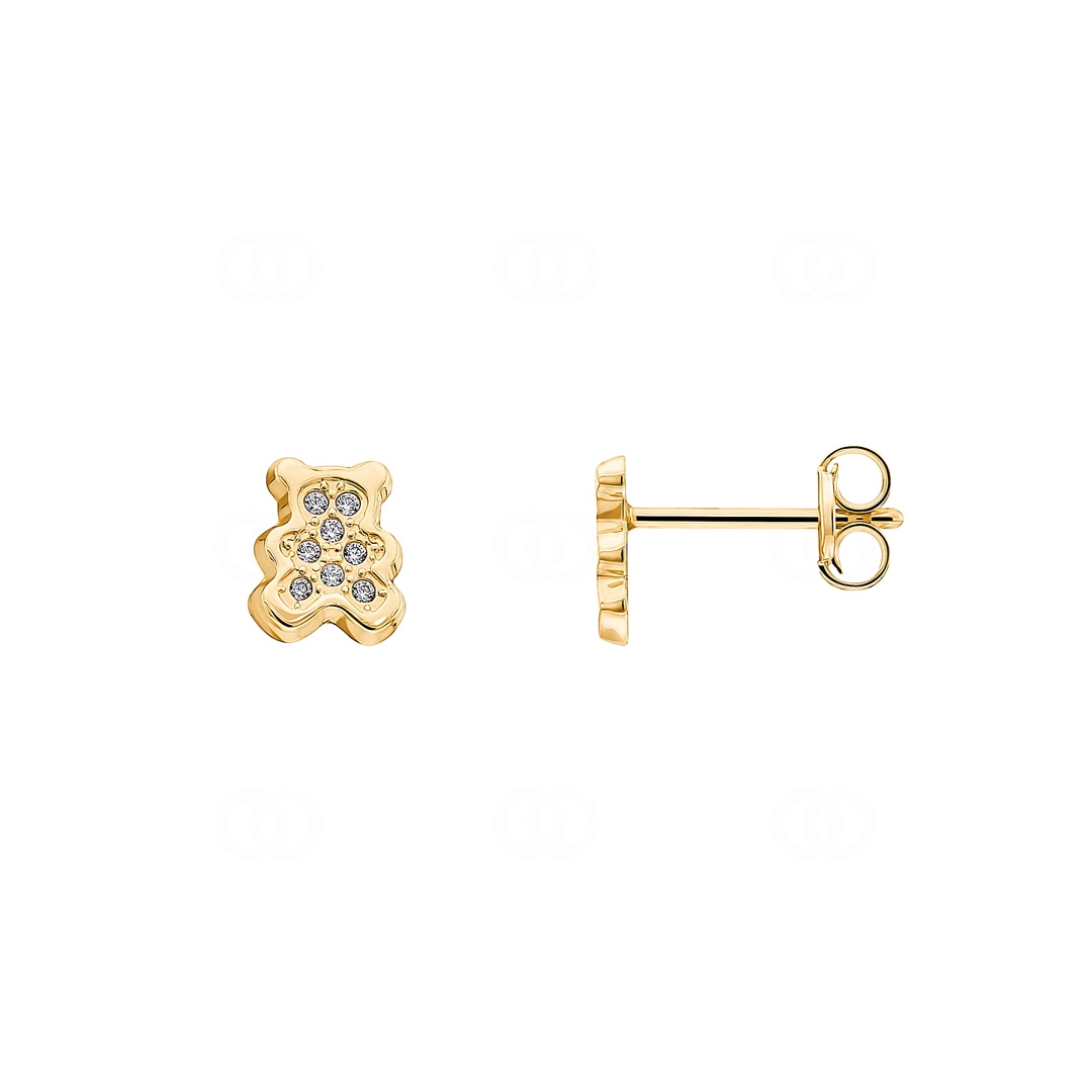 Ohrstecker 750/18 K Gelbgold Teddybär mit Zirkonia