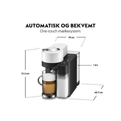Nespresso Vertuo Lattissima Kaffemaskine, Blank Hvid