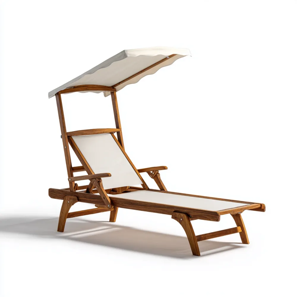 Gartenliege Holz 200x70x35 cm – verstellbar – Cremeweiß