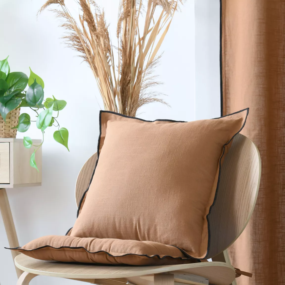 Coussin carré coton (45 x 45 cm) Helios Camel
