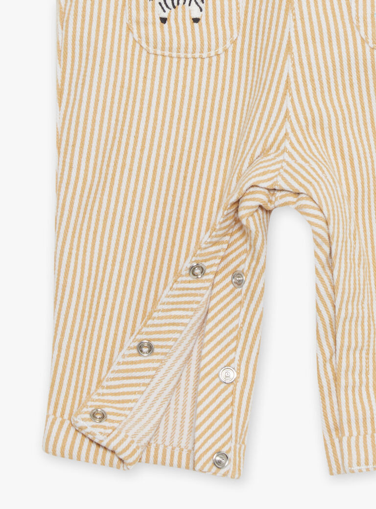 Salopette en twill écrues à rayures