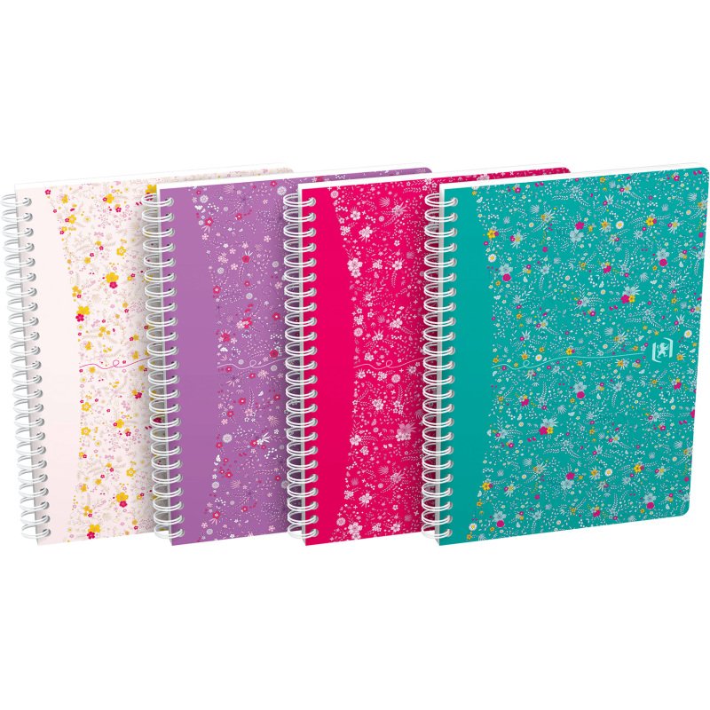 Cahier spirale Oxford Floral A5 14,8 x 21 cm petits carreaux 120 pages