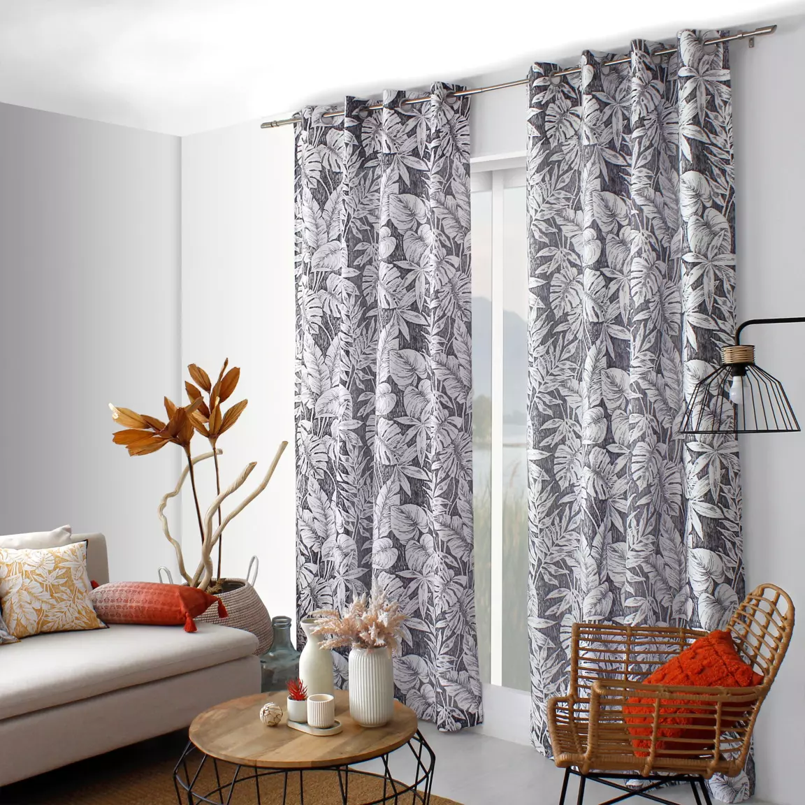 Rideau oeillets (135 x 240 cm) Bundi Gris foncé