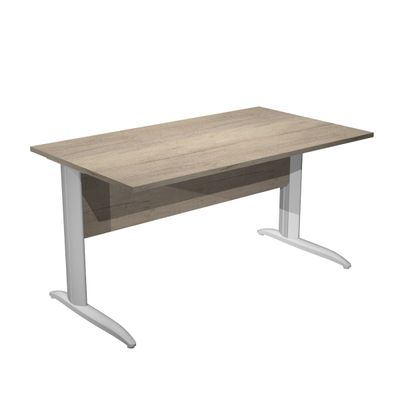 Bureau droit Trend - L140 - Pieds métal en L - plateau imitation chêne canadien - pied métal alu