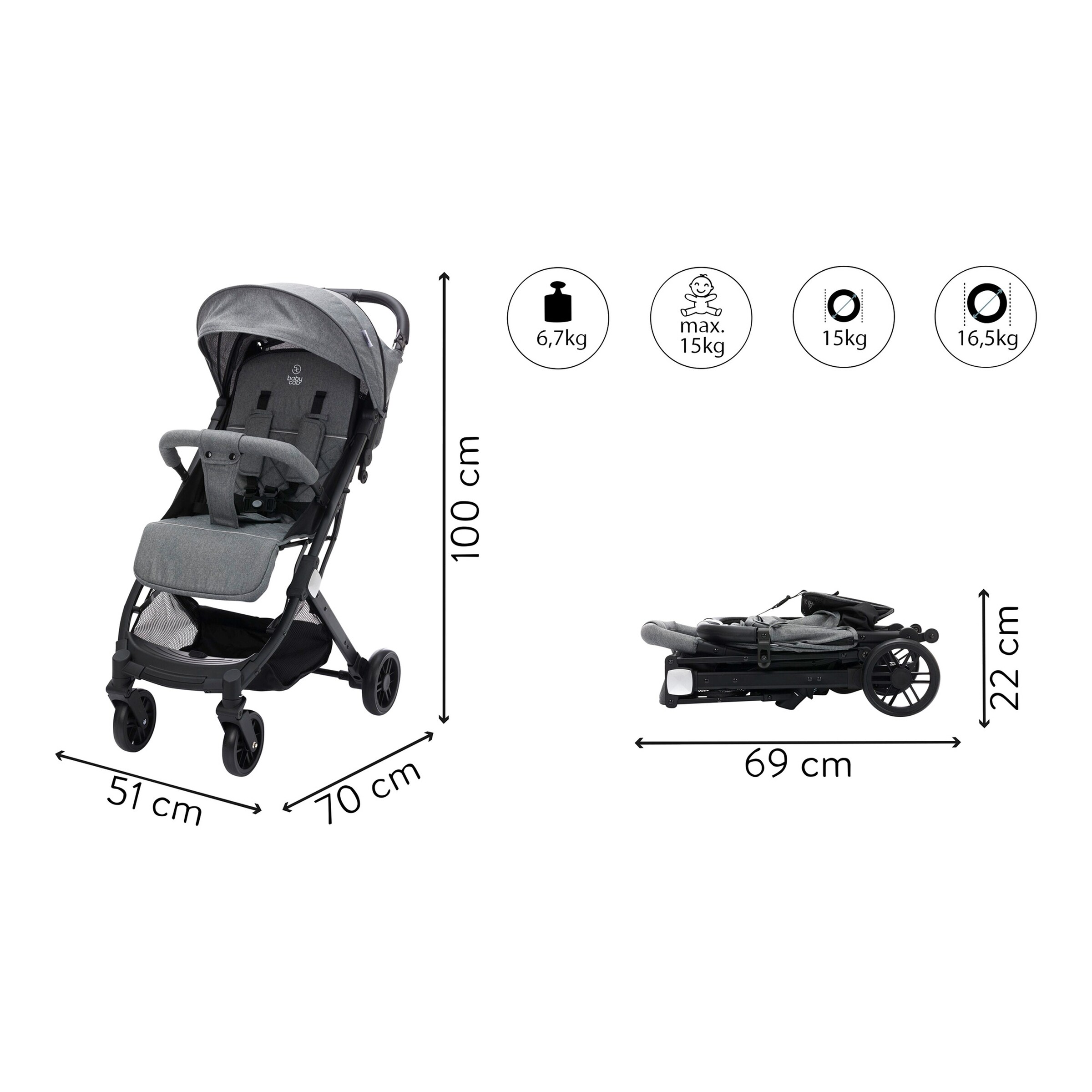 babycab Buggy Mailand grau