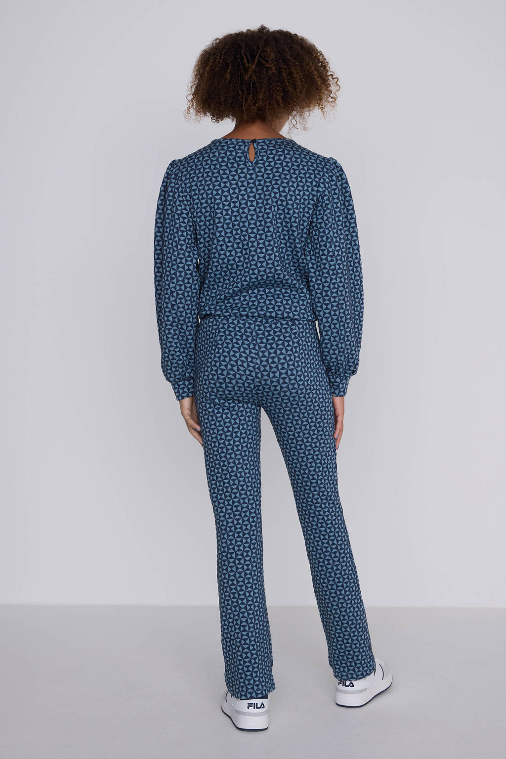 Coolcat Flare Broek Bailey met Geometrisch Jacquard Patroon
