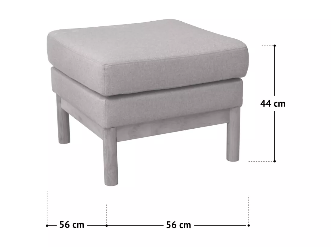 Tabouret recouvert de tissu Pouf moderne rembourré Pieds en bois Beige