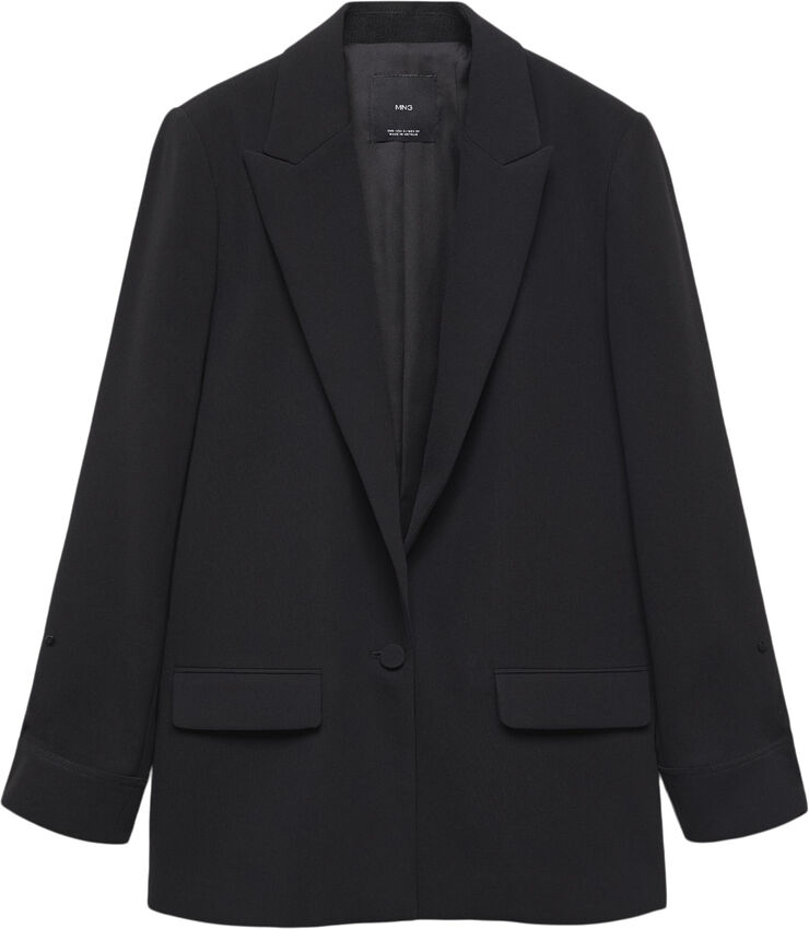 MANGO Turn-down sleeve blazer Black