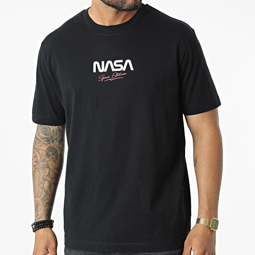 Tee Shirt Oversize Large Space Edition Noir Rose Fluo