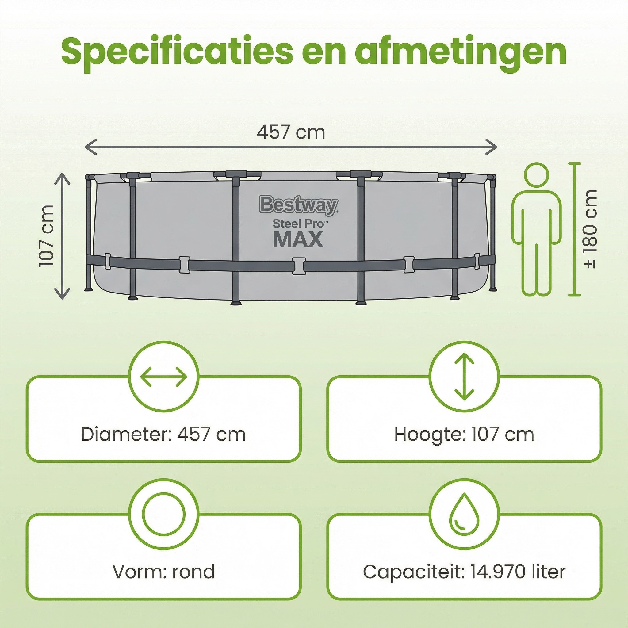 Bestway steel pro max 457x107cm zwembad – 5-delig