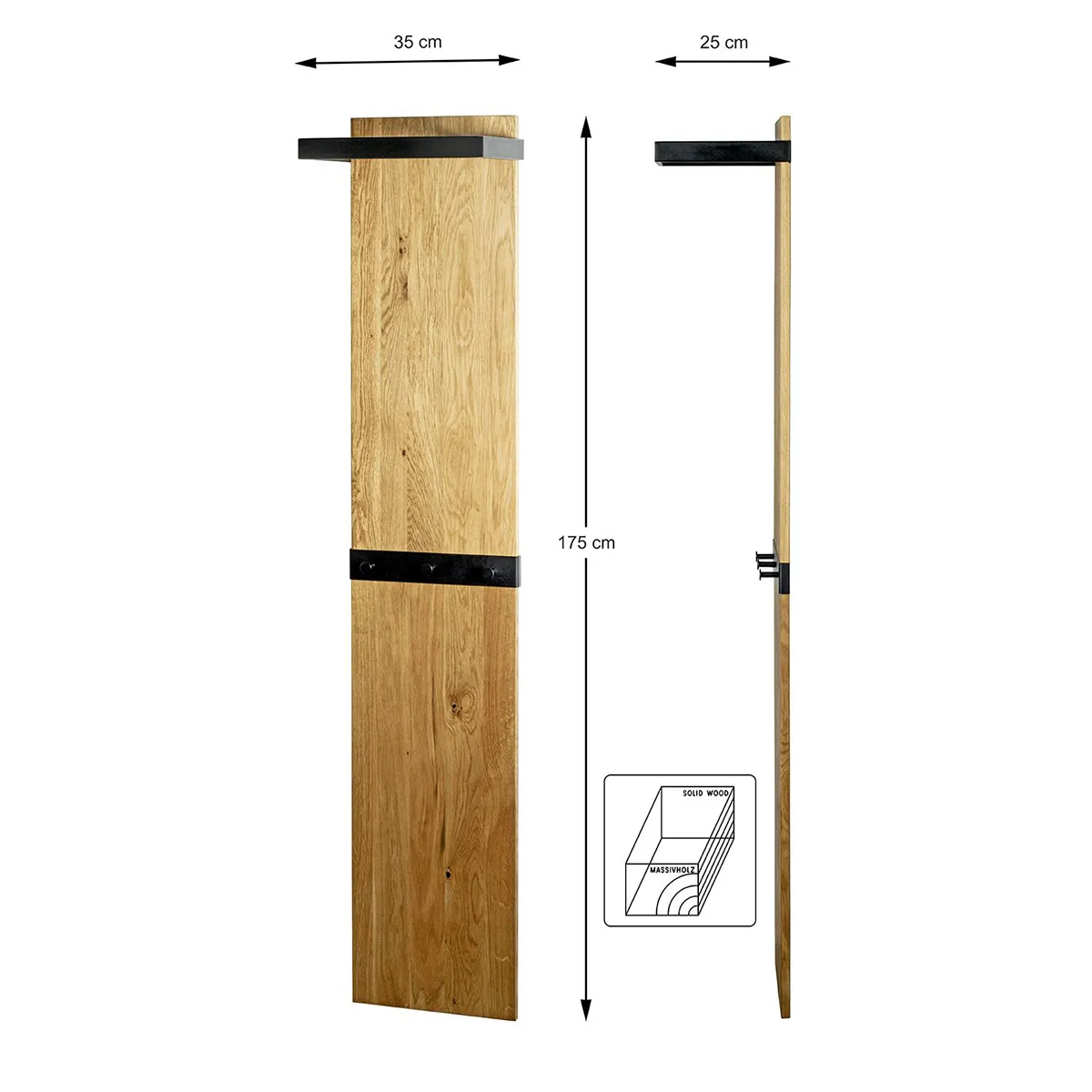 Garderobe Murale Chêne et Métal - pegane