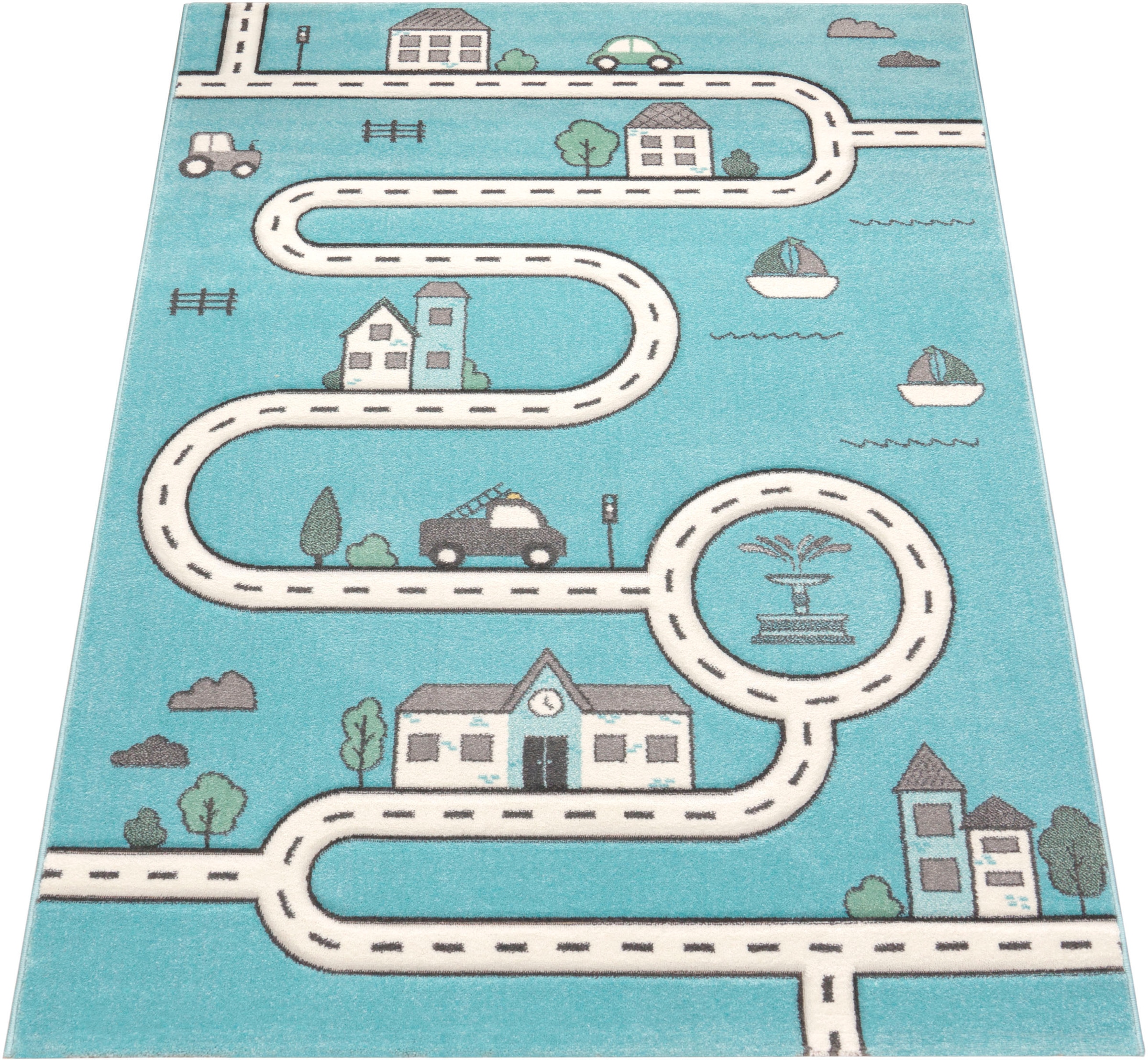 Paco Home Kinderteppich »Diamond 710« rechteckig 17 mm Höhe Kurzflor, Strassen-Spiel-Teppich, Kinderzimmer