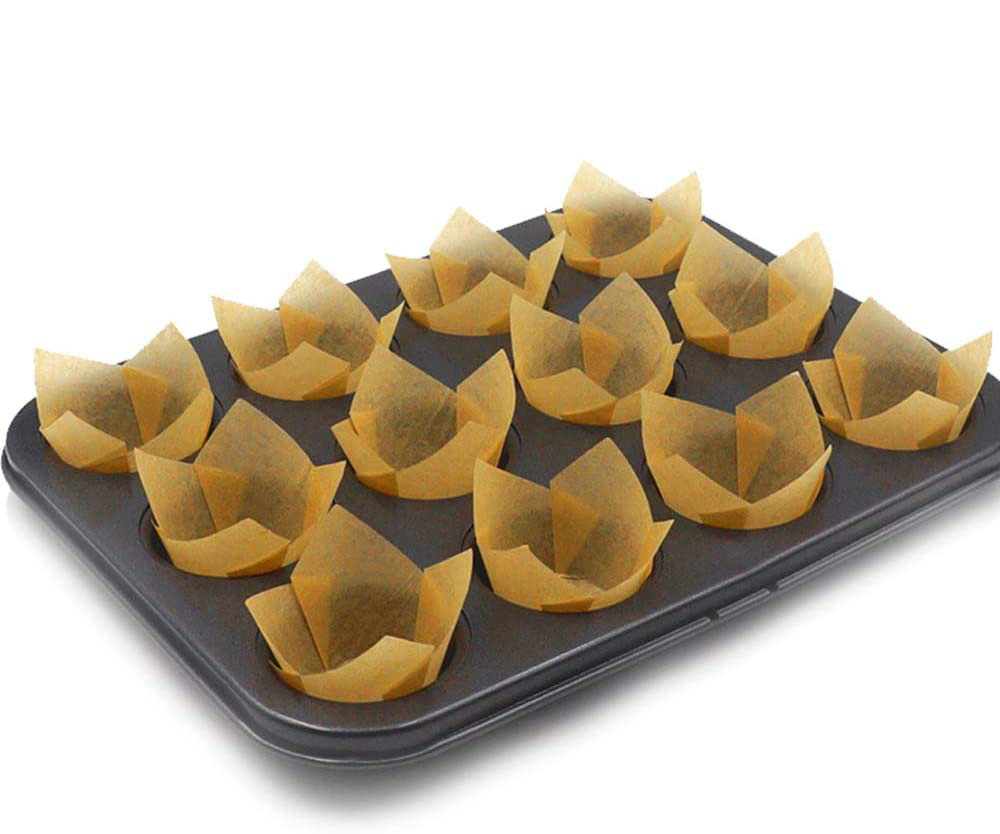 (50er Set) Einweg Papier Cupcake Förmchen Muffin Form Brötchen Backform - Hellbraun