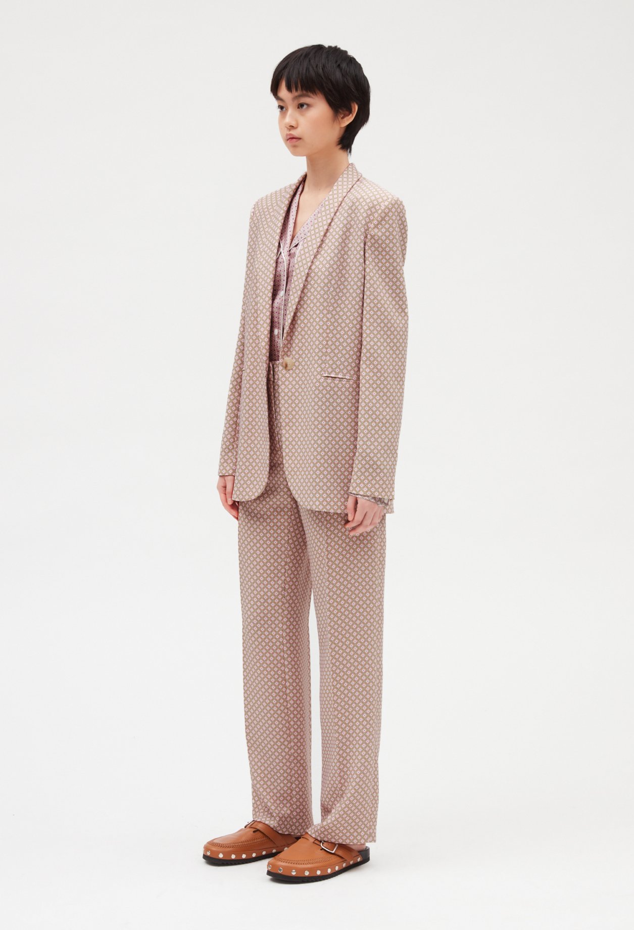 Veste tailleur imprime rose